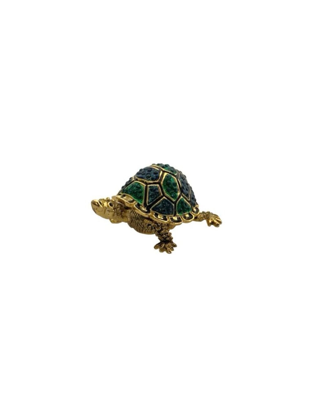Turtle Trinket Box Hinged Magnet Emerald Gift Decor